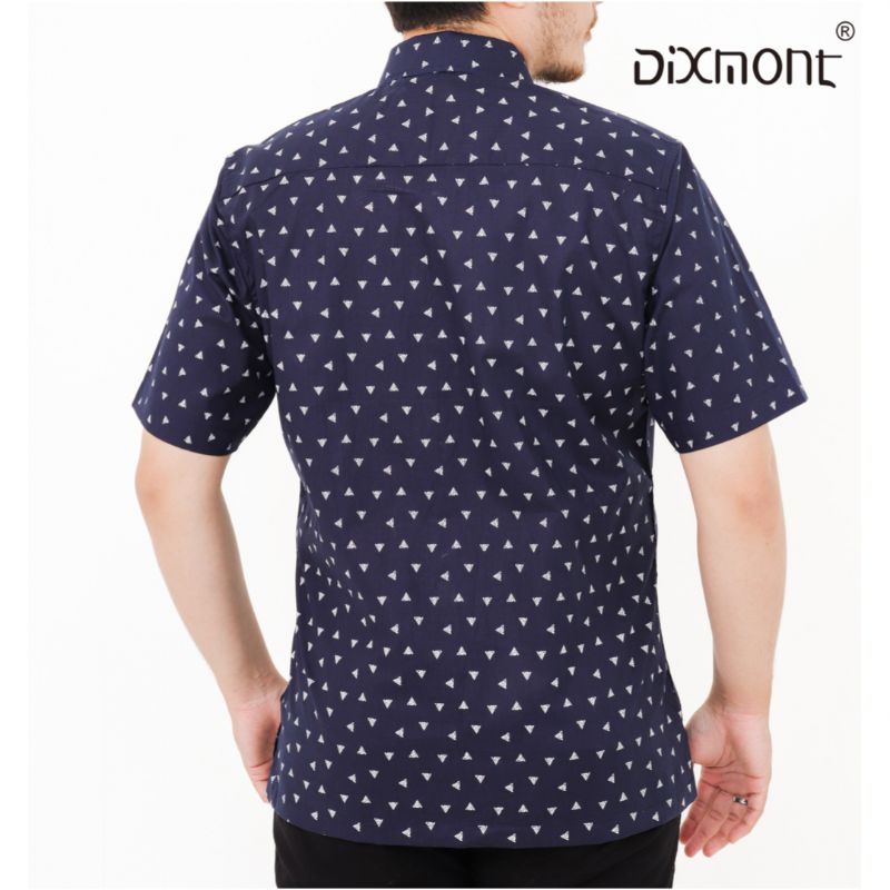 Dixmont Kemeja Pria Basic Formal Motif Lengan Pendek Hem MS00122