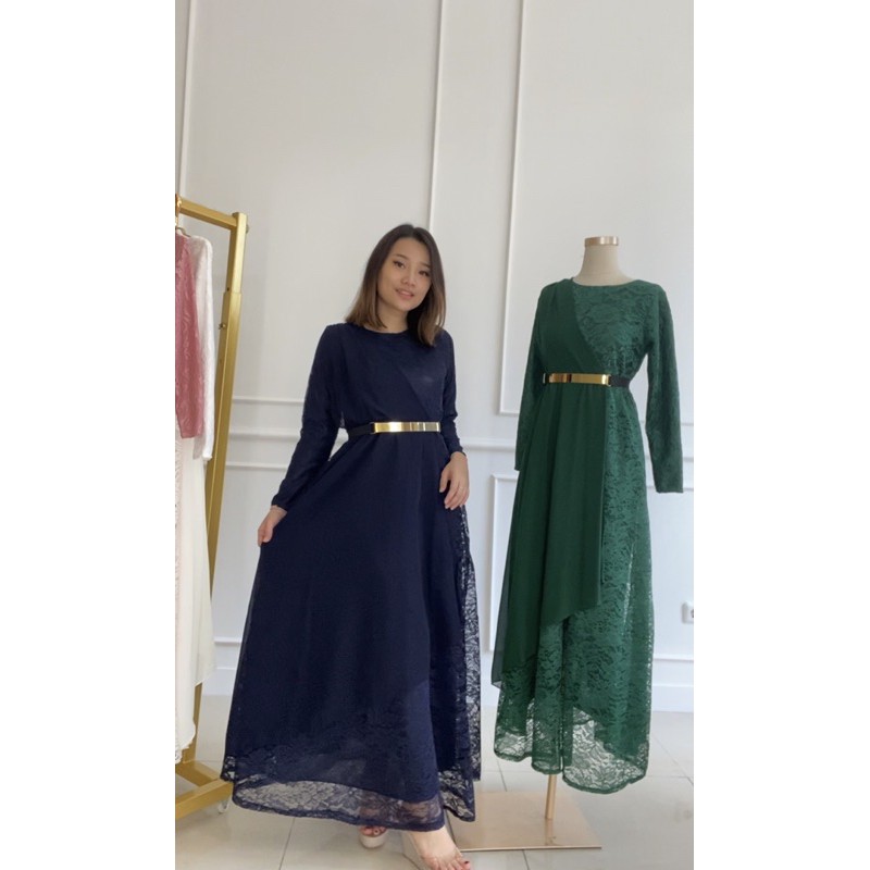 Vanesha Margaretta  - 8175 /Dress Pesta Brukat Dapat Belt Besi Emas