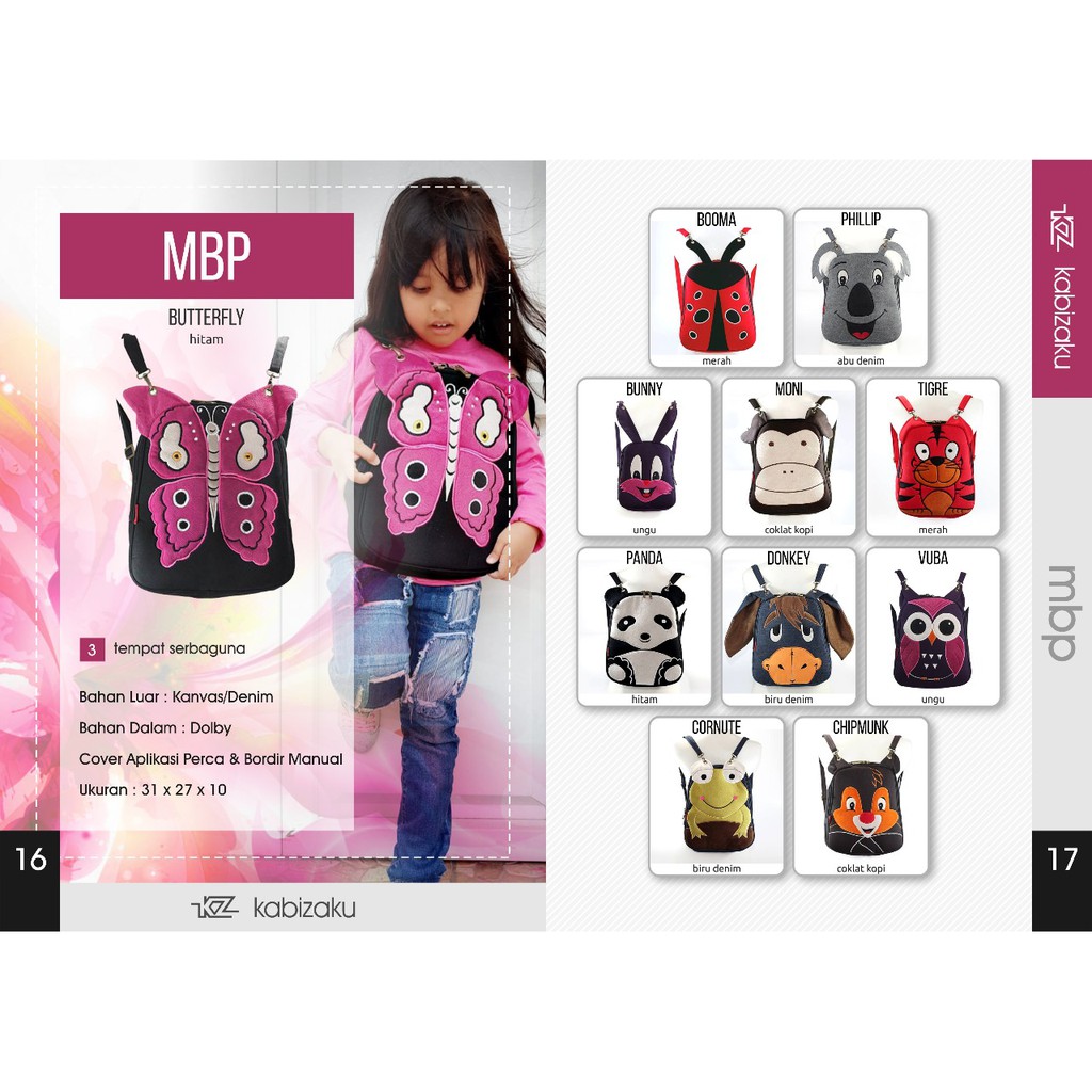 Kabizaku Mini Backpack Murah Vuba Butterfly Tas  Sekolah 