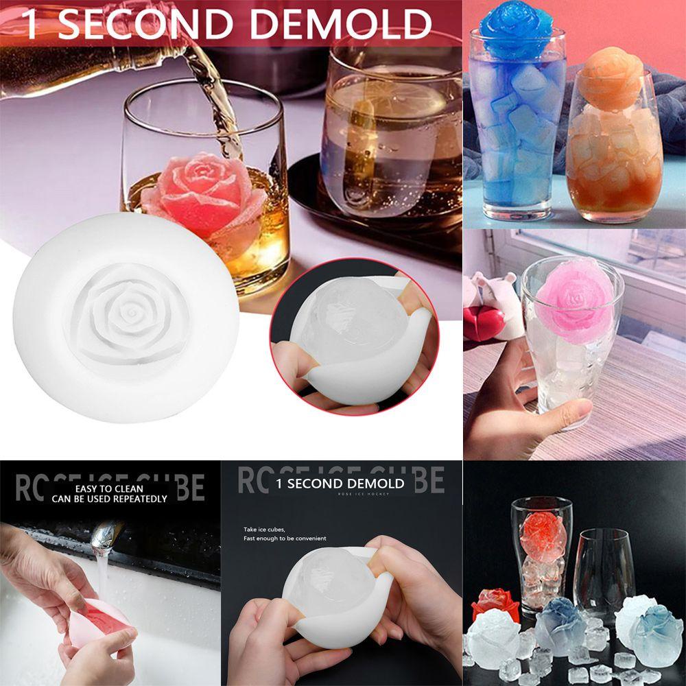 Solighter 1pcs Cetakan Silikon Mawar 3D Berguna Reusable Kitchen Bar Tools DIY Ice Maker