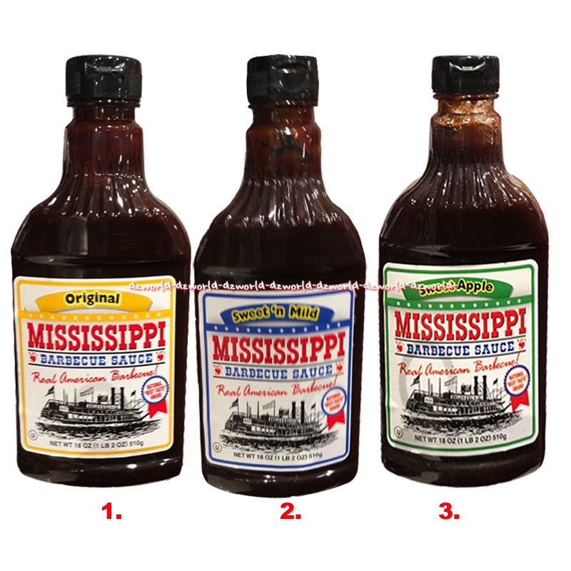 Mississippi Barbecue Sauce 510gr Original Sweet Mild Sweet Apple Real American Barbeque Saus Barbeku BBQ Saos Misisipi Missisipi