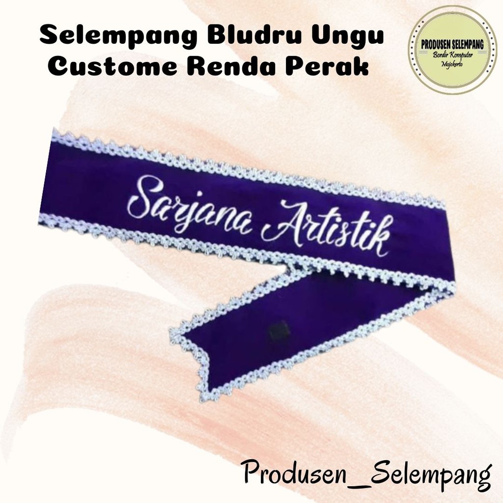 [[ satu hari jadi ]] Selempang Wisuda Bludru Ungu Custome Nama