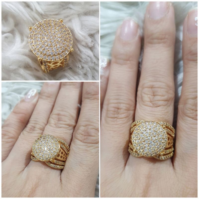 Cincin Zircon lapis emas mata kilap Premium Quality anti karat Anti Alergi 8283 size 6 7 8
