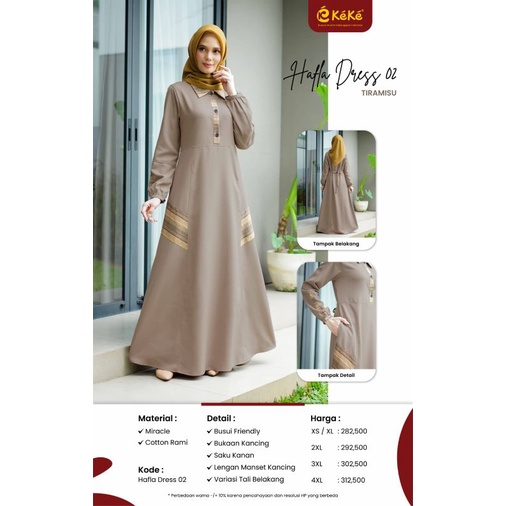 Gamis Premium Hafla Dress 02 Tiramisu by Keke|Dress Syari|Dress Terbaru 2022|Dress Mewah|Dress Anggu