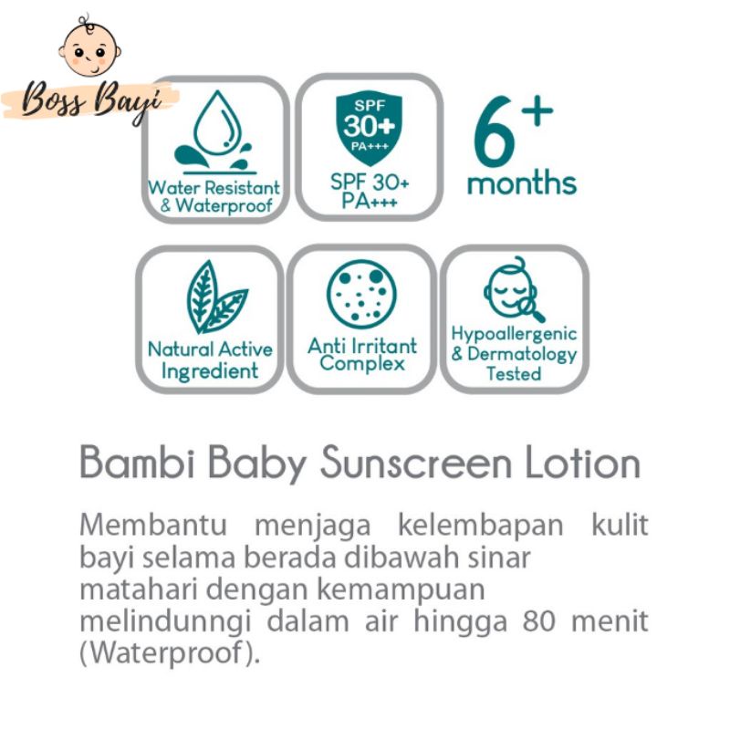BAMBI - Sunscreen Lotion 100ml / Sunblock Bayi Anak 6M+