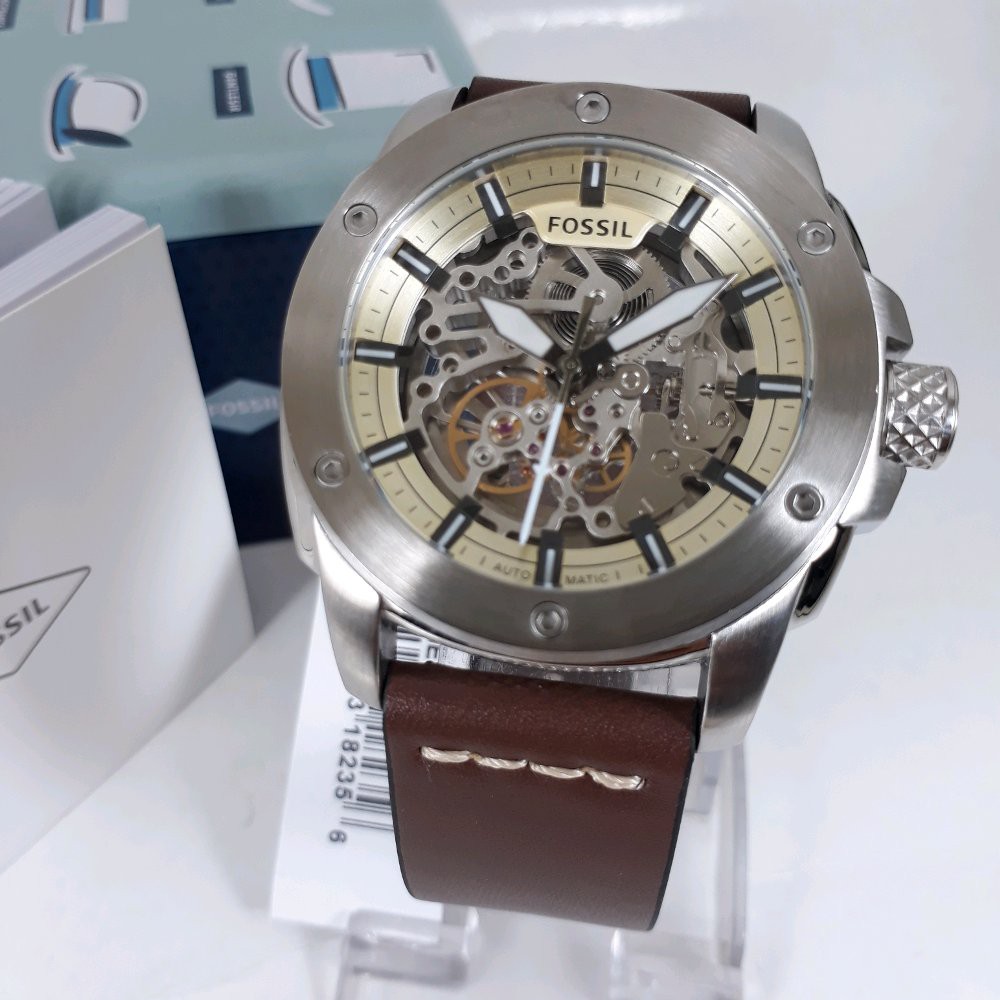 Jam Tangan Pria F055il ME3083 silver brown 50mm Original