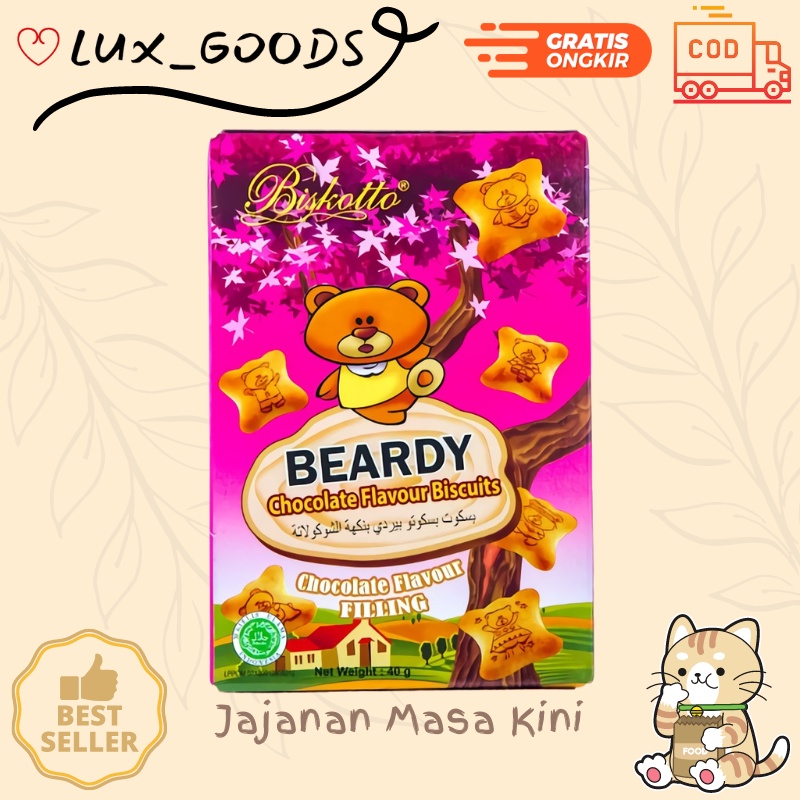 

LUX_GOODS - BISKOTO BEARDY 40gr Biskuit Anak Dewasa Enak Renyah Biscuit Rasa coklat cokelat Terbaru