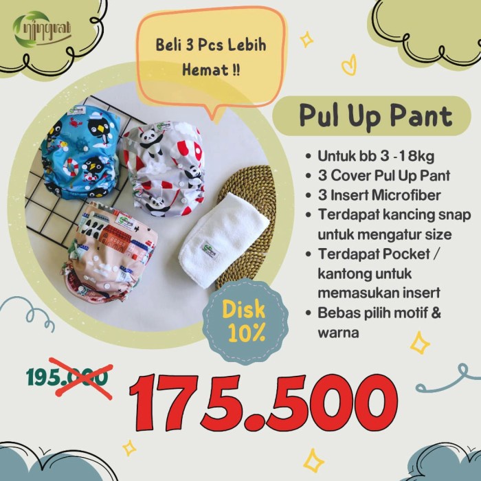 Paket Hemat Clodi Ningrat Popok Kain Pampers Cuci Ulang Diskon Promo