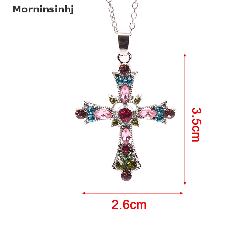 Mornin Vintage Color Zircon Cross Virgin Pendant Kalung Pesona Lady Necklace id