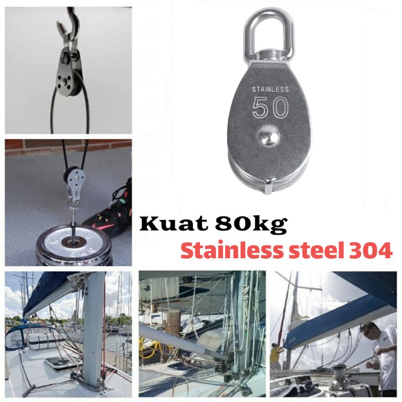 Katrol Pulley Kerekan Roda Baja Gantung Multifungsi Bahan Stainless Steel