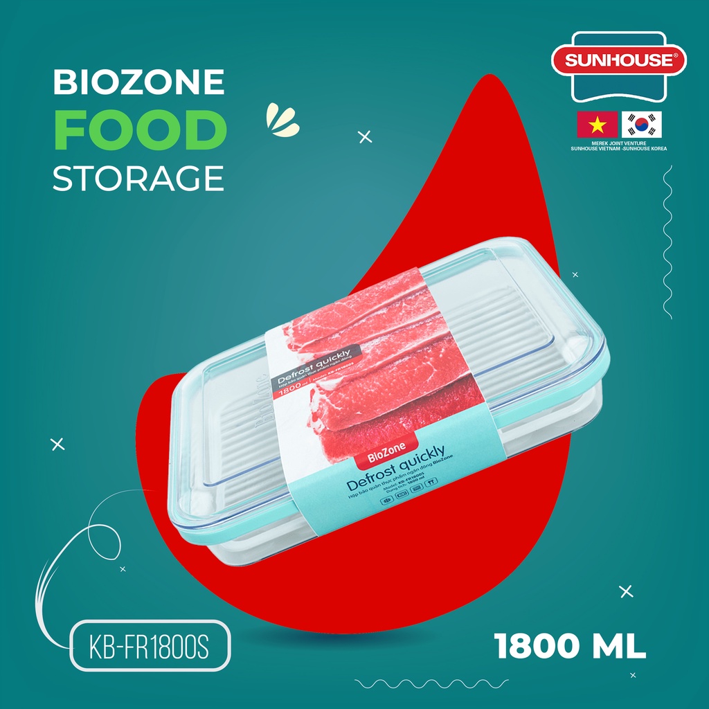Sunhouse (KB-FR1200S) Kotak Penyimpan Makanan Biozone 1200 ml 1 Pcs
