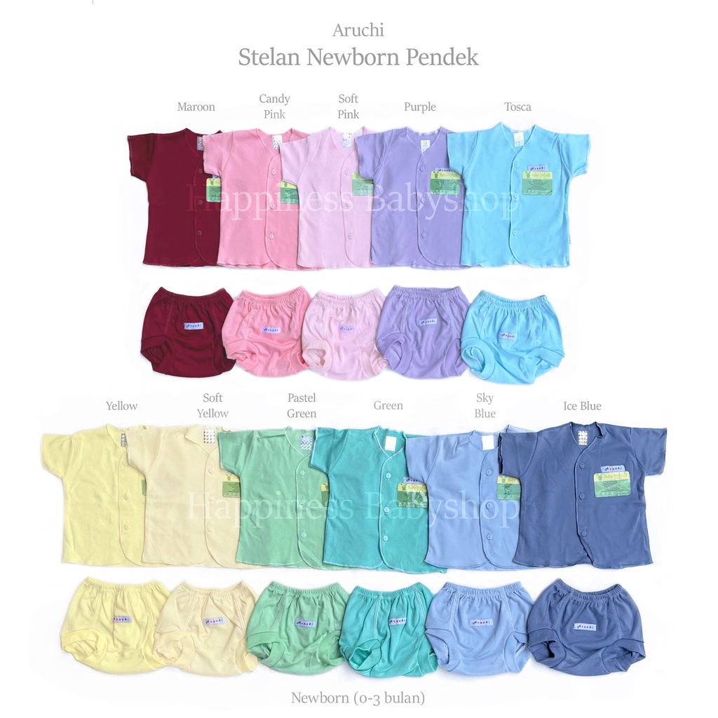 STELAN POLOS ARUCHI PIYAMA PENDEK CELANA POP BOY / GIRL SIZE NEWBORN ( 0-3 BLN)