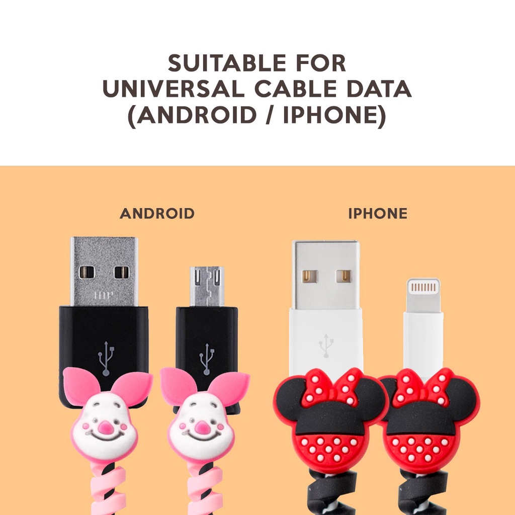 DISNEY - Cable Saver TWIST/ Cable Protector SPIRAL/ Pelindung Ujung Kabel (Android &amp; Apple)