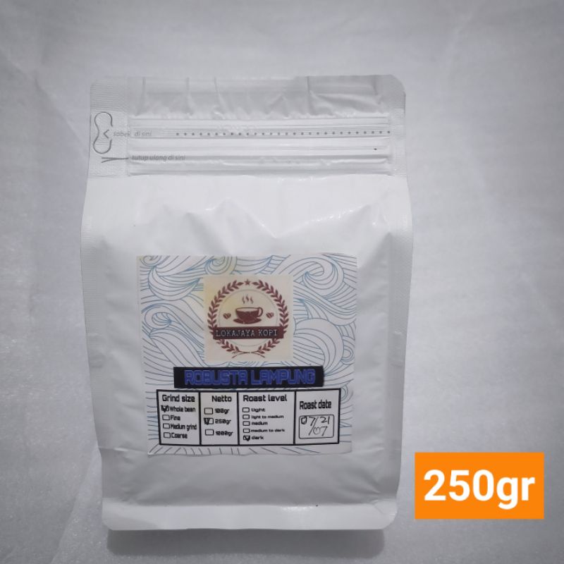 

Kopi Robusta lampung , natural petik merah Biji / bubuk / Lokajaya kopi 250gr