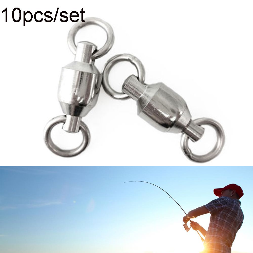 STAR 10PCS New Heavy Duty Ball  High Quality Solid Ring  Fishing Rolling Swivel Connector Stainless Steel Size 0# to 10# Durable high strength Bearing Barrel-4