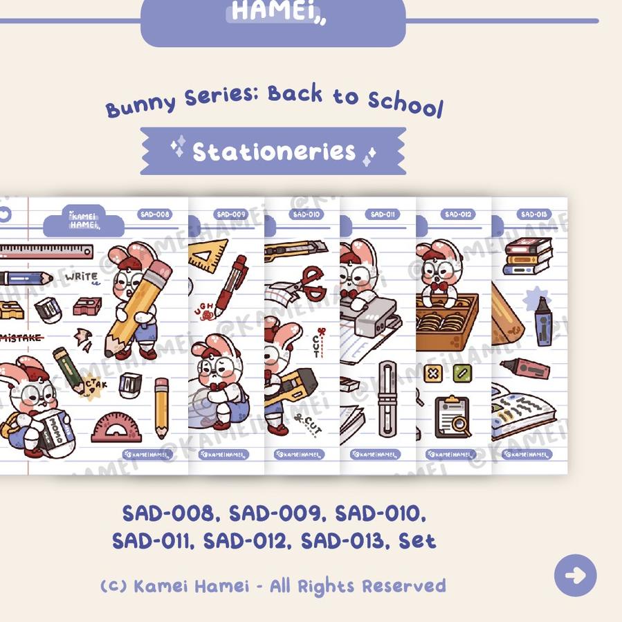 

Original Back to School: Stationeries Sticker | Kamei Hamei Bunny Series