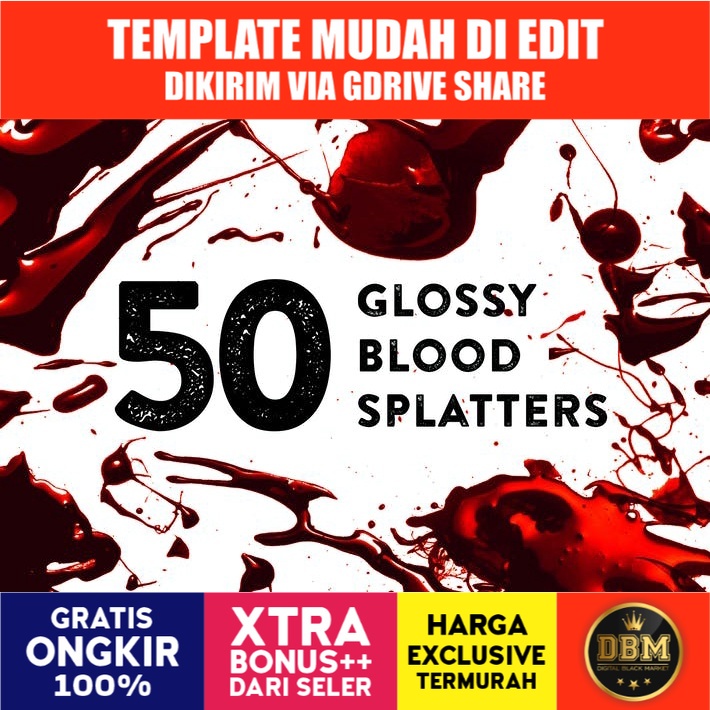 50 Glossy Blood Splatters