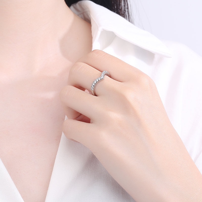 [ Fashion Simple Gold Sliver Inlaid Zircon Wing Rings Finger Ring  Gifts Jewelry for Girl Friends ]