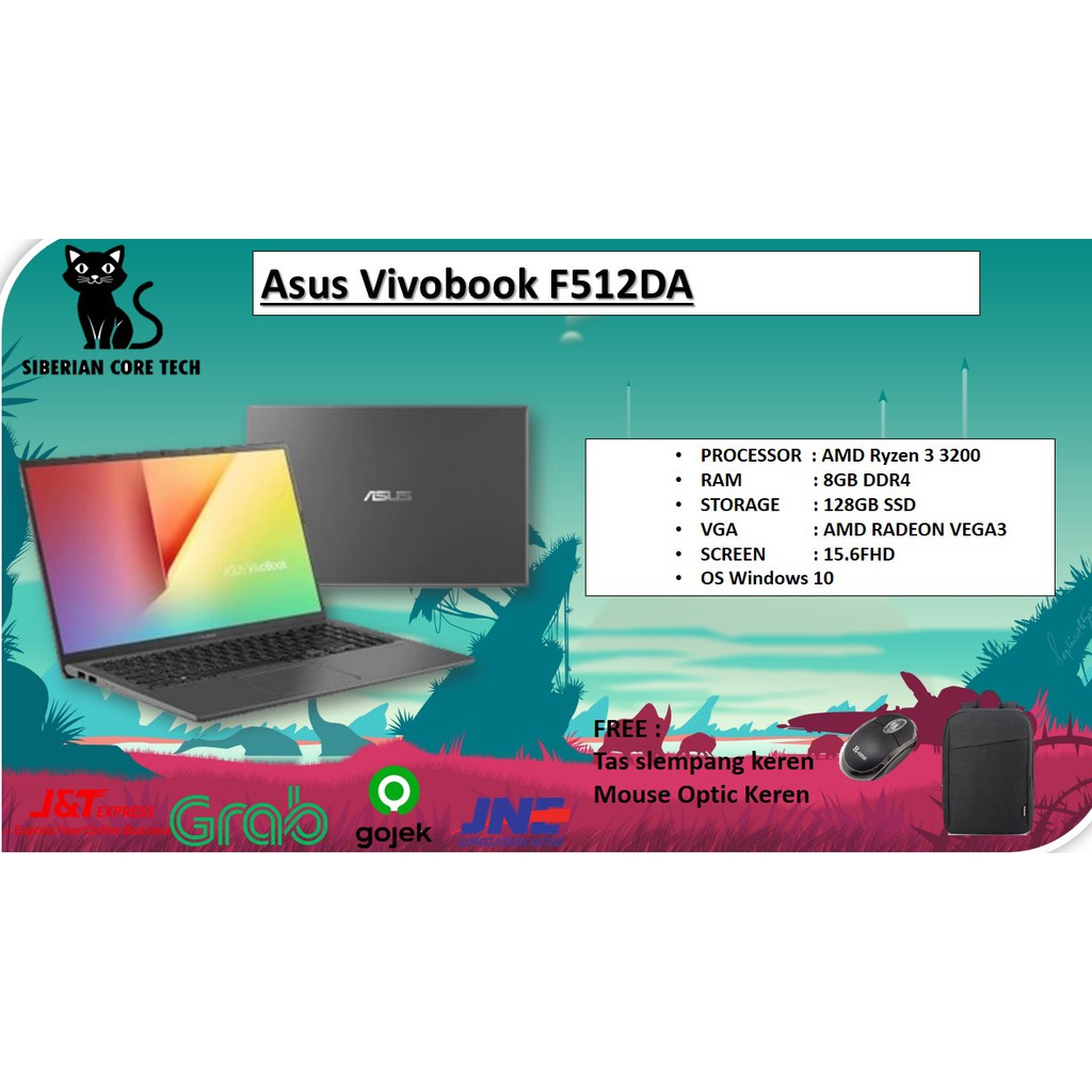 LAPTOP ASUS Vivobook F512DA Ryzen 3 Vega3 8GB 128ssd 15.6"FHD W10