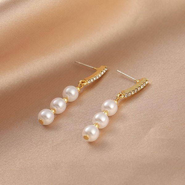 anting wanita s925 sterling silver pearl stud earrings jan241 (3E3)