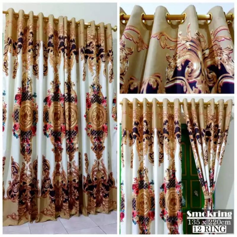KORDEN JENDELA PENDEK MODEL TALI PEREKAT / GORDEN TIRAI KAIN 135 CM