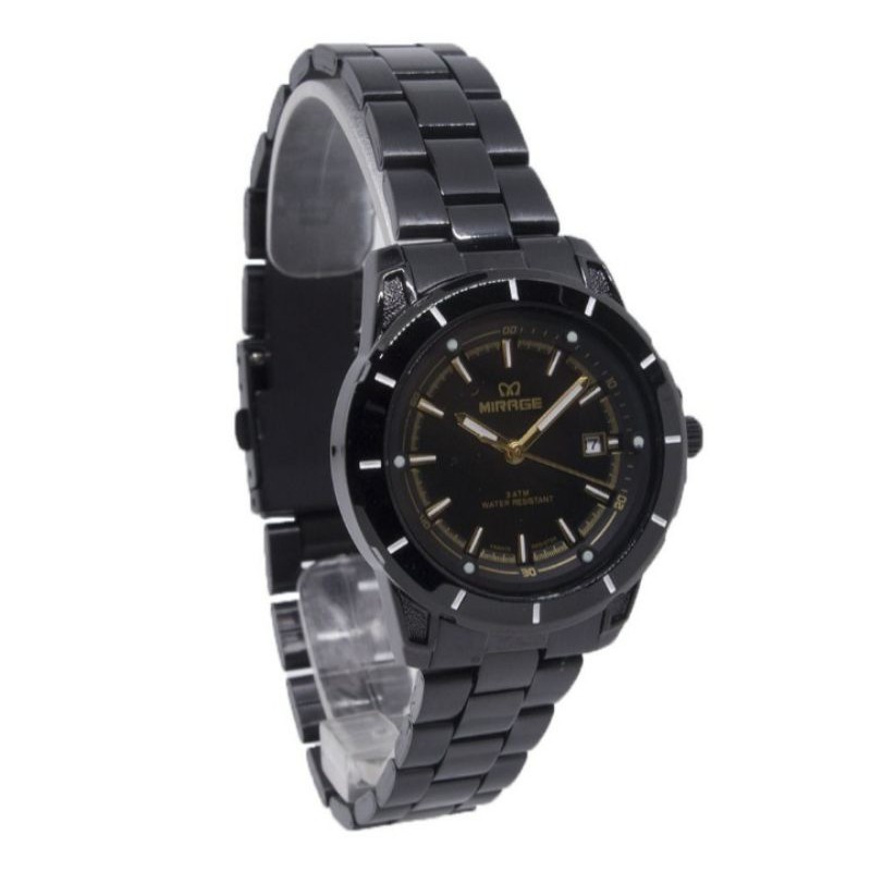 jam tangan wanita;MIRAGE M8713BRP-Lhitam full~ORIGINAL WATER RESISTANT~TGL~STAINLESS