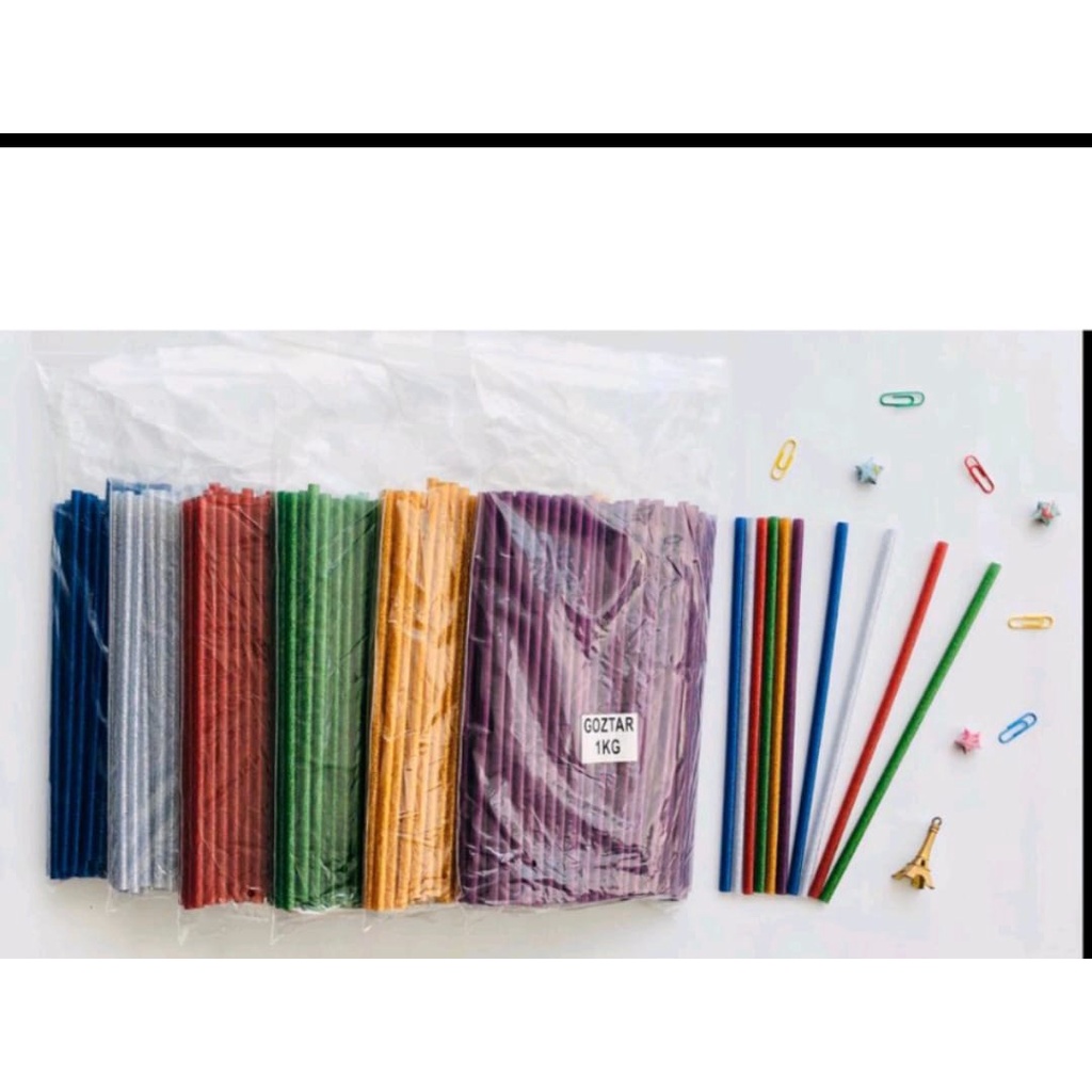 

ROYALE STATIONARY - 6 batang Refil Isi Ulang Lem Lilin Gliter/ Glue Stick Glue Gun 24,7 cm Gliter Warna-Warni