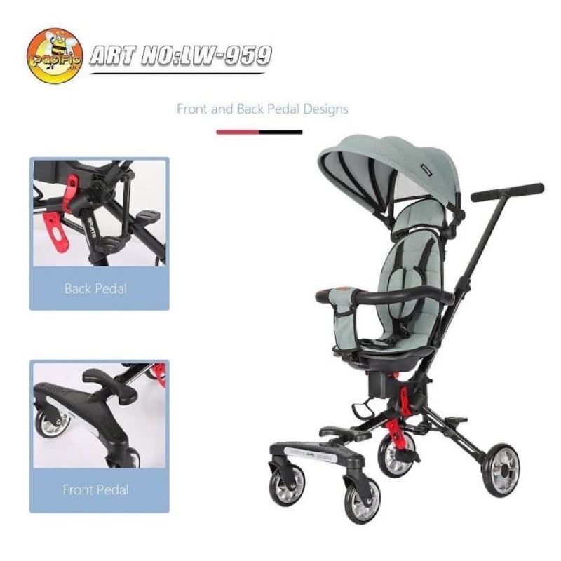 Baby Stroller Pacific LW 959 hadap depan belakang Kursi dorong bayi trike