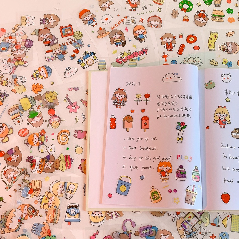 

[CLEARANCE SALE] BUY 1 GET 1 PET CUTE STICKER DEKORASI BINDER SCRAPBOOK JURNAL STIKER / DIY DECOR JOURNAL BOOK