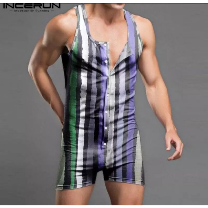 jumpsuit baju gym pria baju tidur pria / fashion bodysuit sexy sleepwear