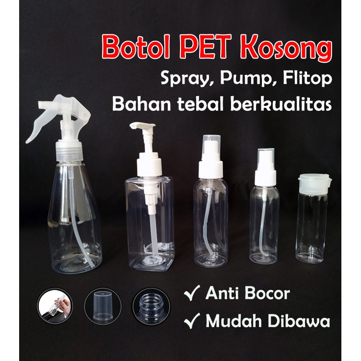 Botol Spray Transparan Transparent Empty Fliptop Bottle Kosong Travel