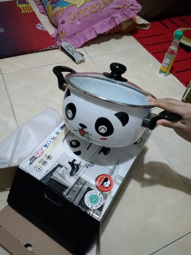 Maspion Hello Panda Panci Enamel 22 Cm