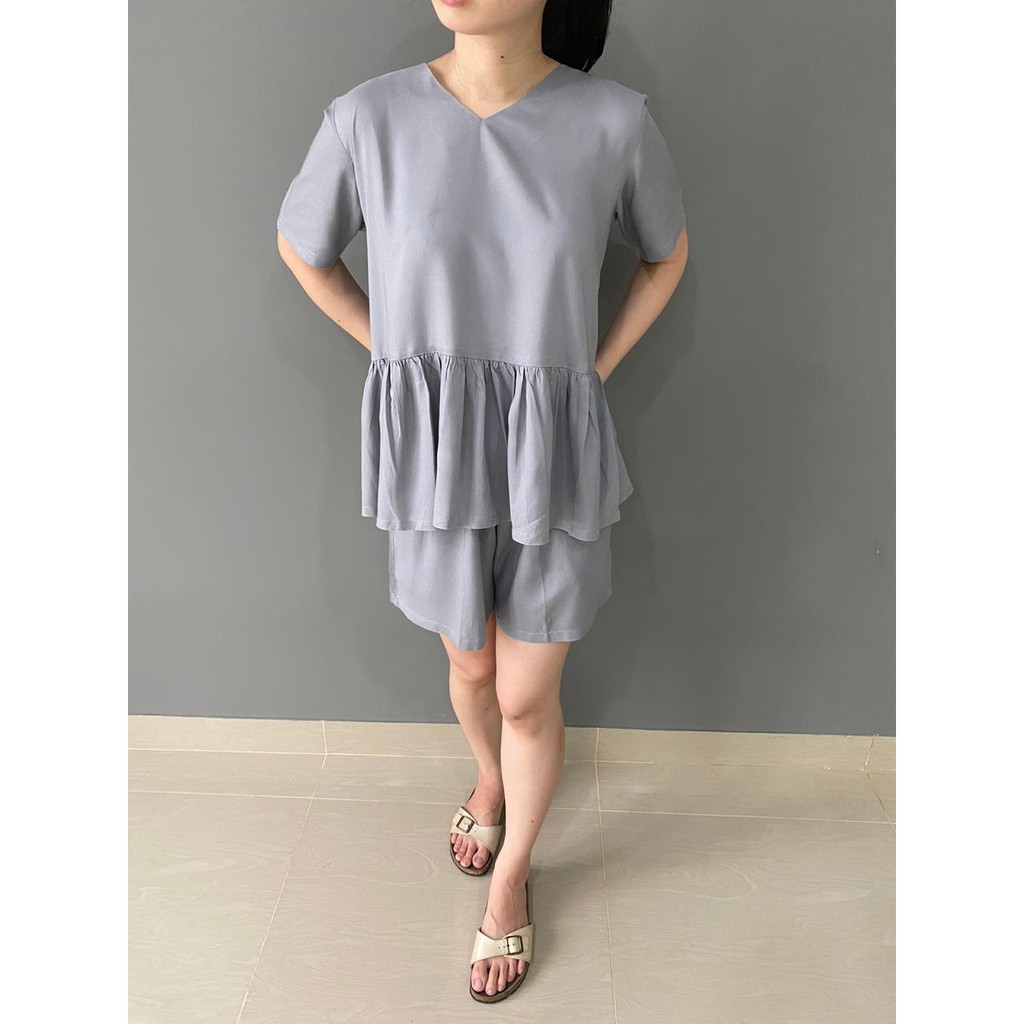 GREY SLEEPWEAR SET / PIYAMA / BAJU RUMAH WANITA
