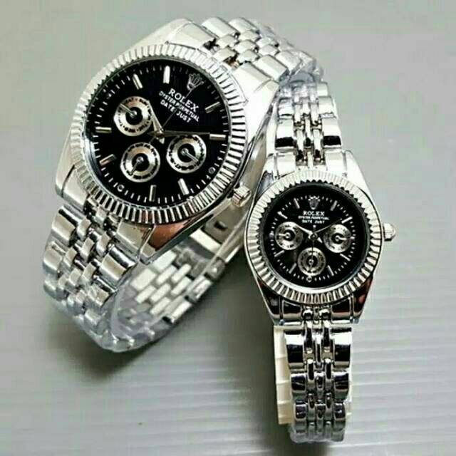 Flash Sale Jam Tangan Couple Rolex Crono Off Case Silver