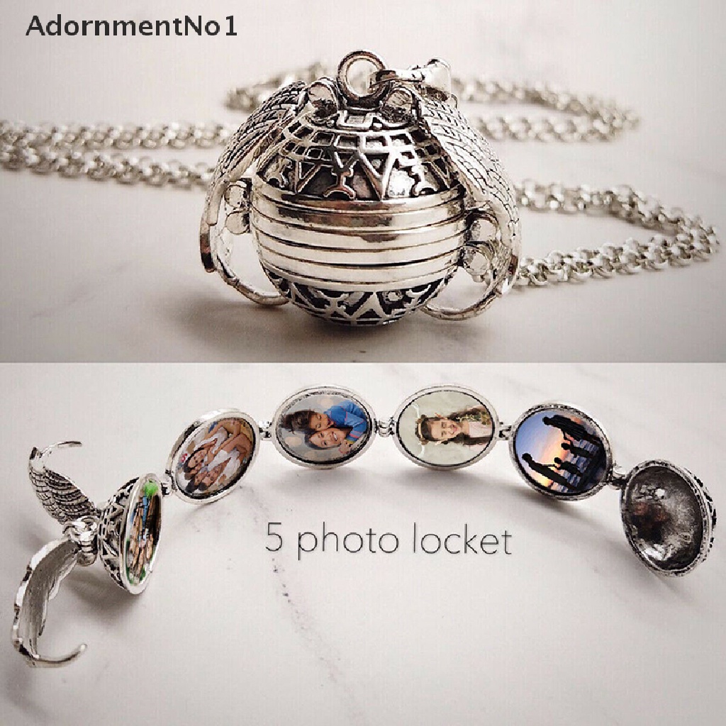 (AdornmentNo1) Kalung Rantai Dengan Liontin Locket Foto 4 Sayap Malaikat Untuk Wanita