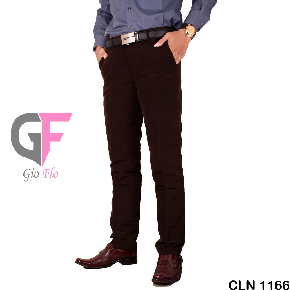 GIOFLO Celana Bahan Pria Terbaru Slimfit Dark Brown / CLN 1166