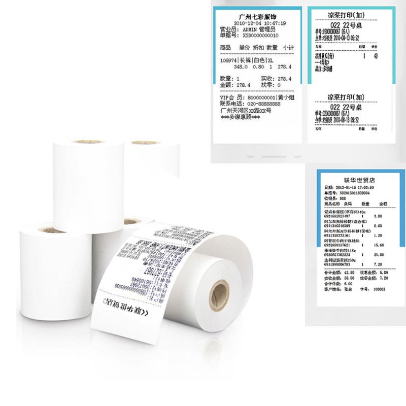 Btsg 4roll 57x50mm Thermal Paper Roll Kertas Kwitansi BPA-Free Cocok Printer Thermal