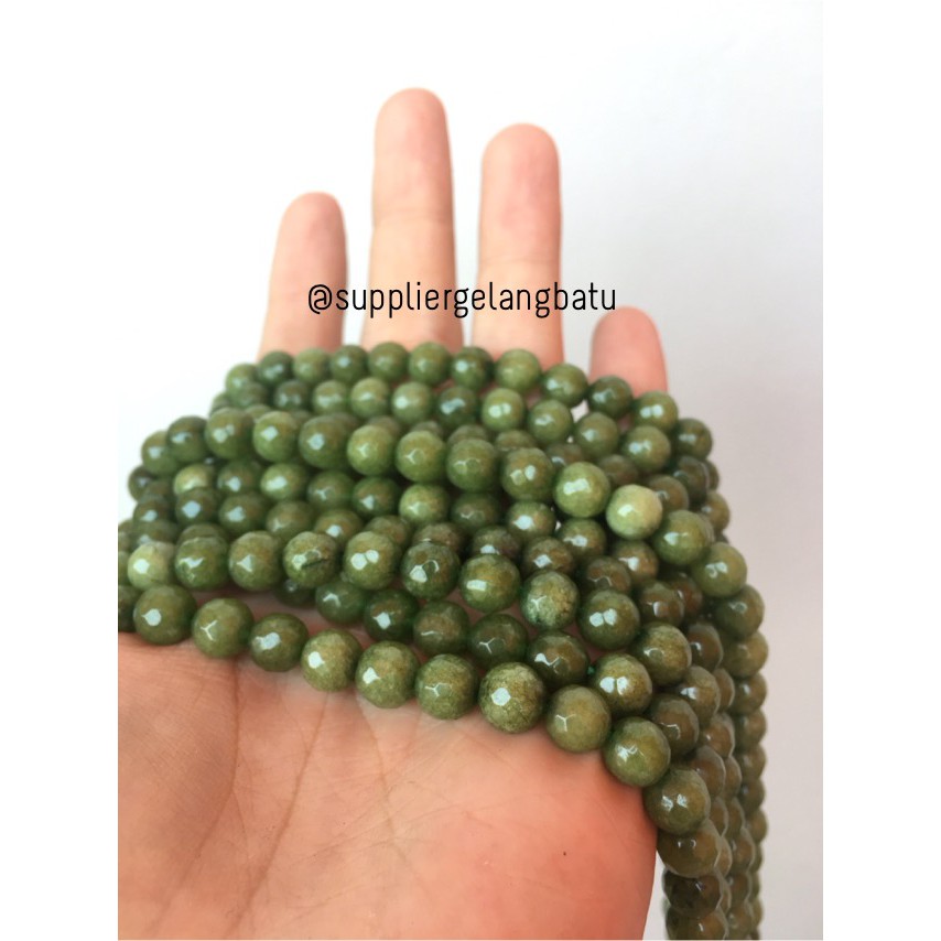 batu beads CUTTING 8mm moss agate hijau kilap grade A aksesoris korea green aksesoris supplier bahan