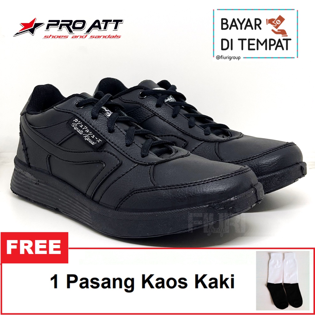 FIURI - Pro ATT Original - VLJ 080 - Full Hitam 37-40 - Sepatu Kets Wanita - Sepatu Sneakers Wanita - Sepatu Olahraga Sport Wanita - Sepatu Casual - Sepatu Jogging Lari Fitness Gym Senam Wanita - Sepatu Cewek - Sepatu Sekolah Bertali SD SMP SMA