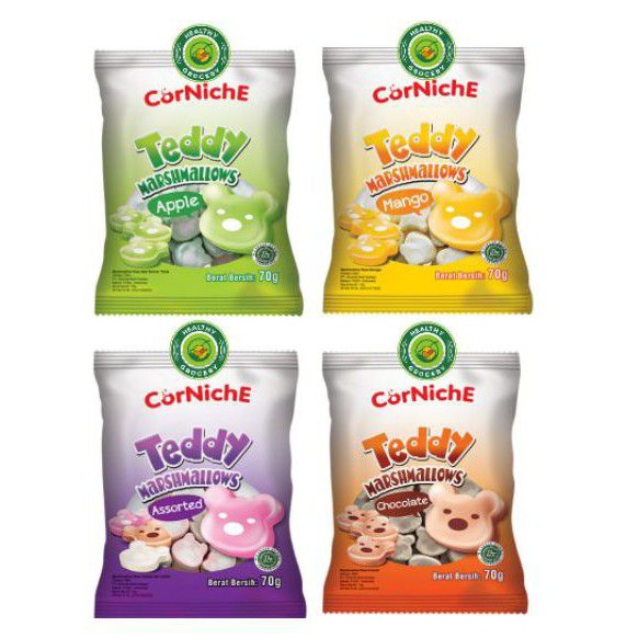 CORNICHE Marshmallow Teddy 70gr / Marshmellow / Marshmallows / Halal / Murah / Permen