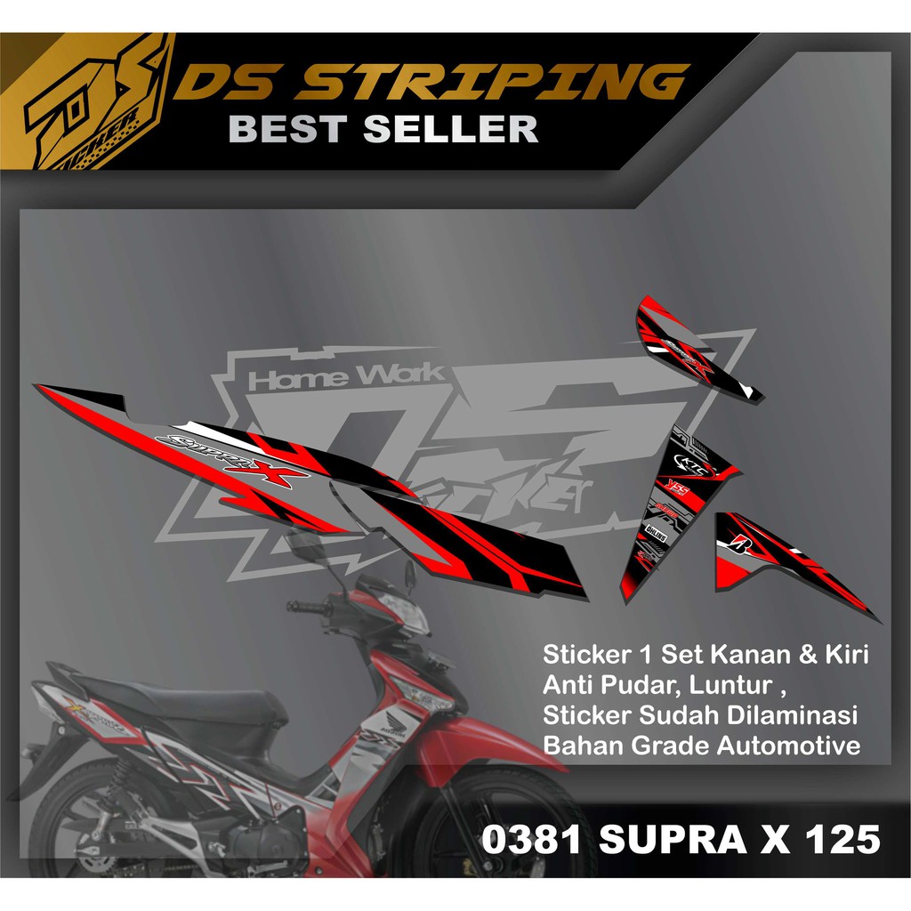 0381 STIKER STRIPING LIS VARIASI SUPRA X 125 2007 - 2013