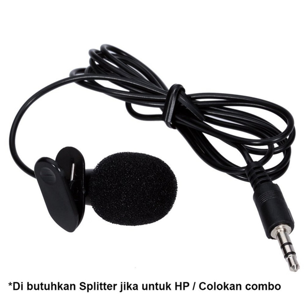 Clip On Mic Microphone 3.5mm + Audio Splitter U Shape Paket Youtuber Vlog Smule / Paket Youtube [pm]
