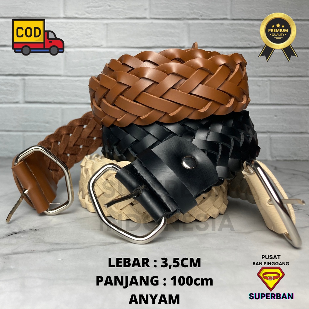 TERMURAH! IKAT PINGGANG GESPER WANITA RAJUT KULIT FASHION CEWEK BELT ANYAM - SUPERBAN