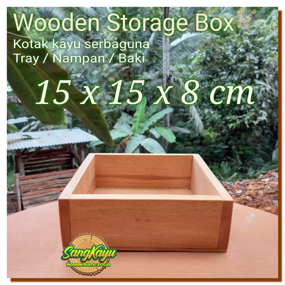 Wooden storage box 15x15x8 Cm Kotak kayu kotak nampan penyimpanan tray