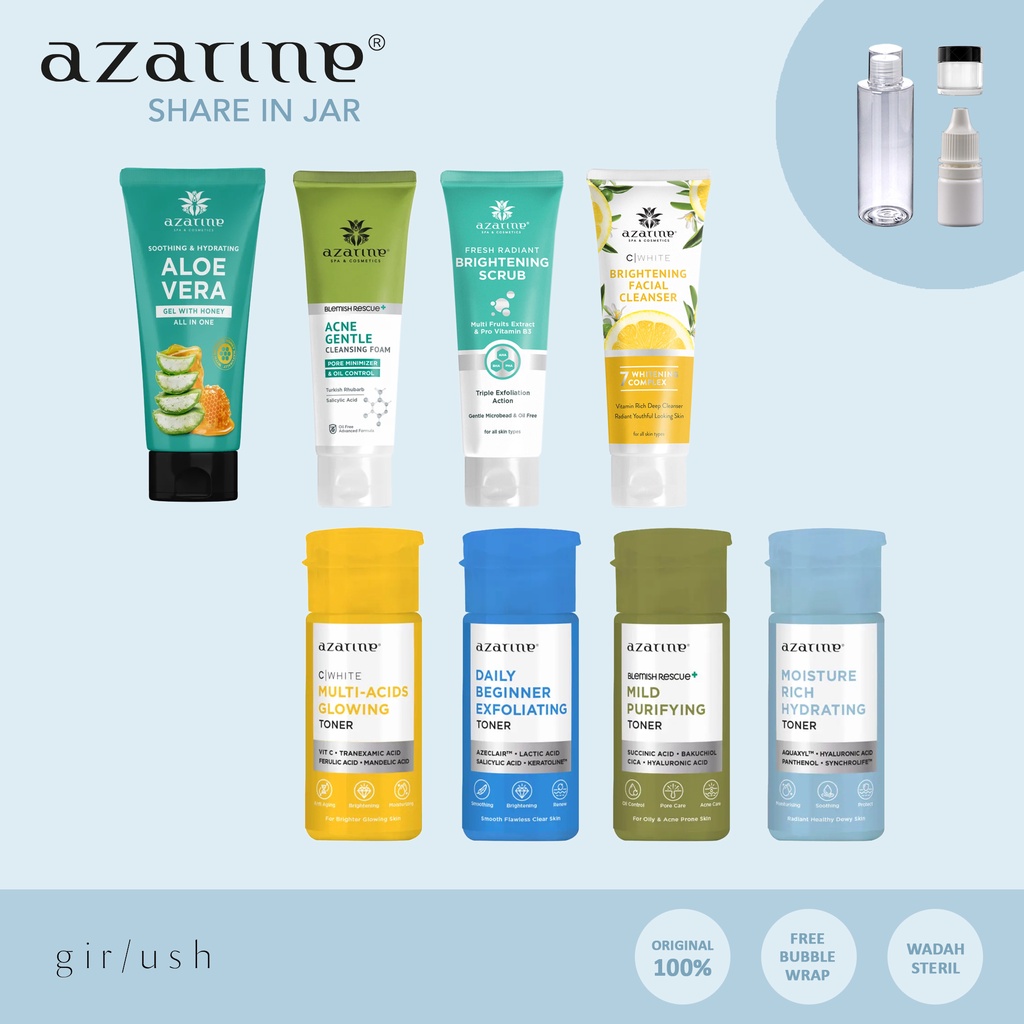(SHARE) Azarine AloeVera Glowing Exfoliating Purifying Hydrating Toner Acne Facial Foam C White Brightening Facial Cleanser Brightening Scrub