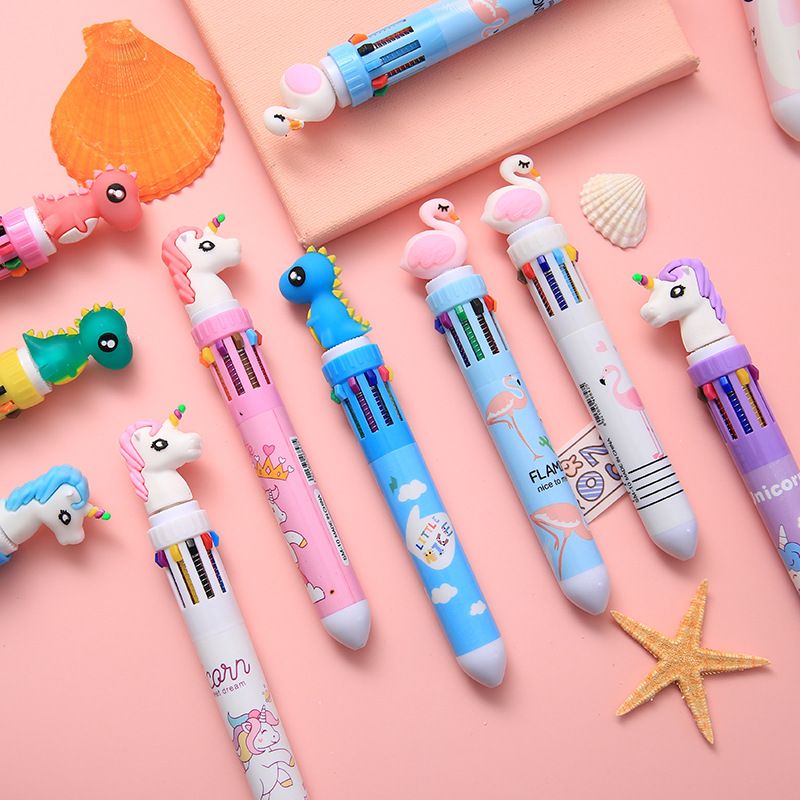 

Pulpen 10 Warna kepala Unicorn DinoPena Ballpoint
