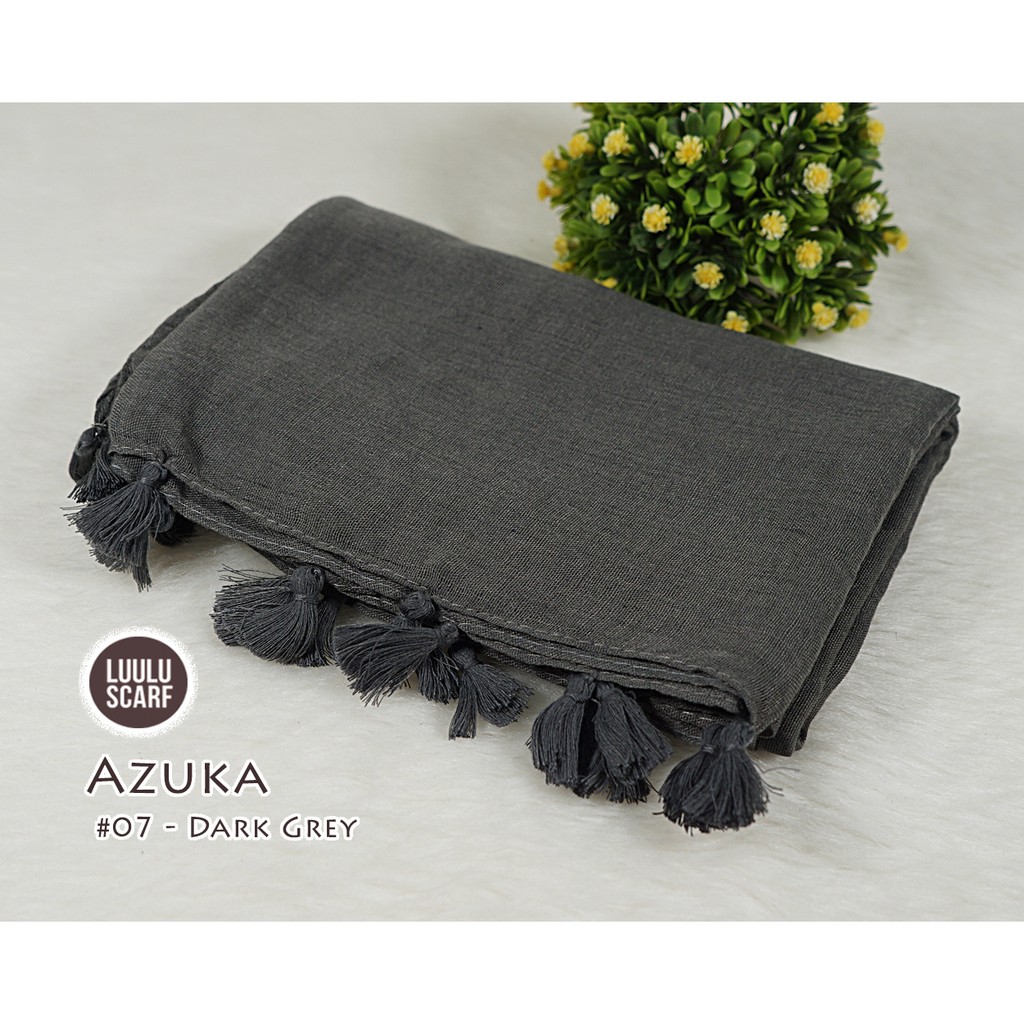 Pashmina Polos Tassel bahan Paris Viscose - AZUKA by Luulu Scarf-#07 - Dark Grey