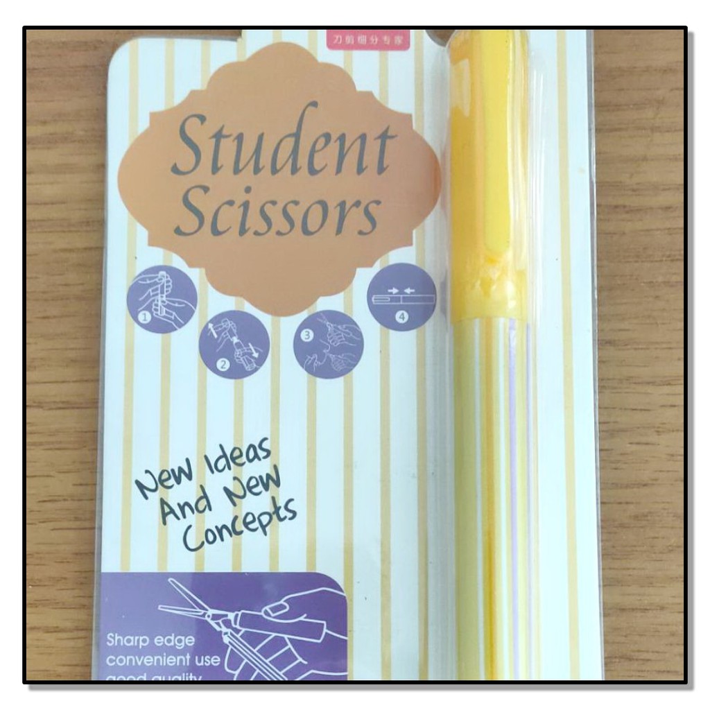 

Gunting Travel Mini dengan Penutup yang Aman - Student Scissors Yellow Lucu Unik Murah