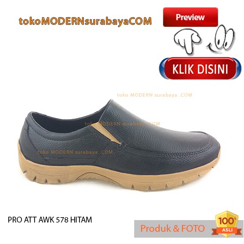 PRO ATT AWK 578 HITAM sepatu pria slip on karet anti air