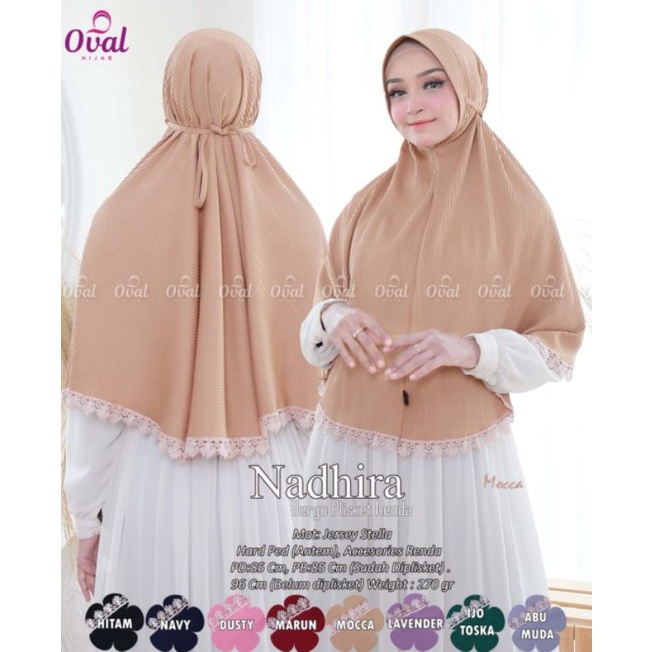 Nadhira Hijab Plisket Original Oval Hijab Nadhira Bergo Plisket Hijab Instan Jumbo Hijab Renda Hijab